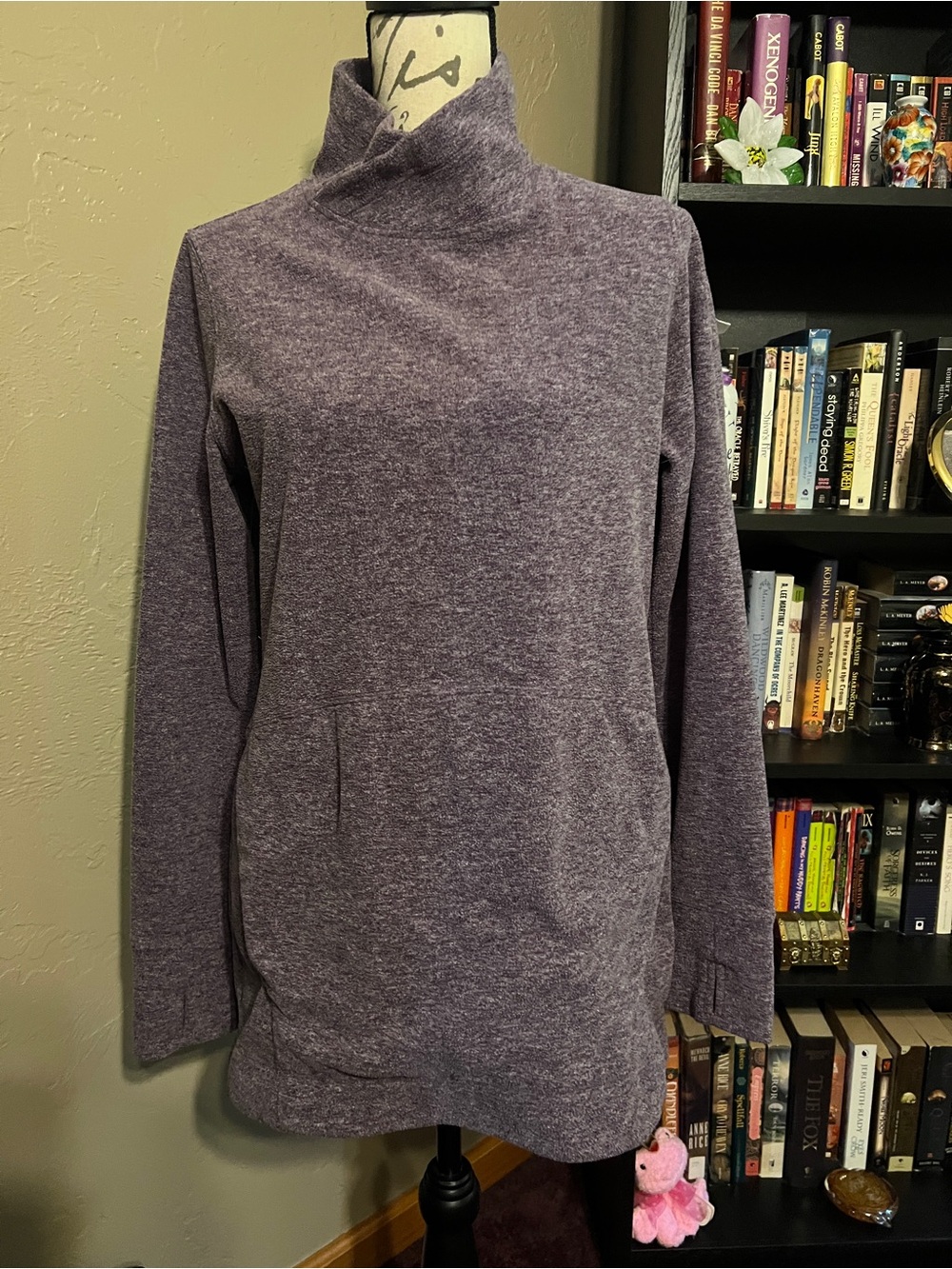 Duluth Trading Co Heathered Plum Funnel-Neck Pullover